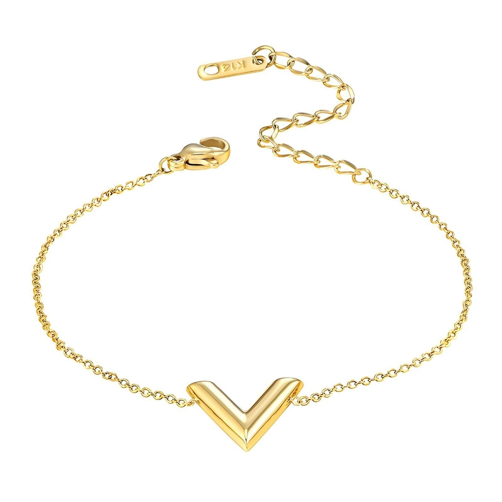 Brand New 18K Gold Letter V Bracelet
